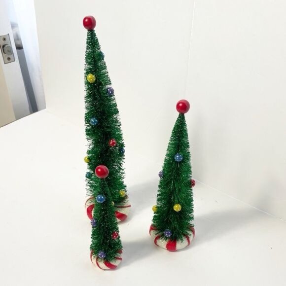 Department 56 Village Peppermint Trees Set Of 3 Retired Bottle Brush Christmas - Picture 3 of 7